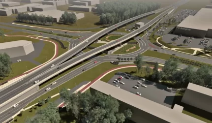 Virš Baltijos prospekto ryškėja viadukas