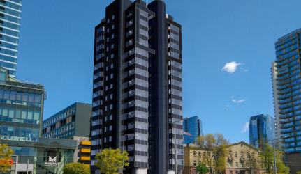 Gyventojams pristatytas šešiolikos aukštų daugiabučio Konstitucijos prospekte renovacijos projektas: pamatykite atnaujintas vizualizacijas