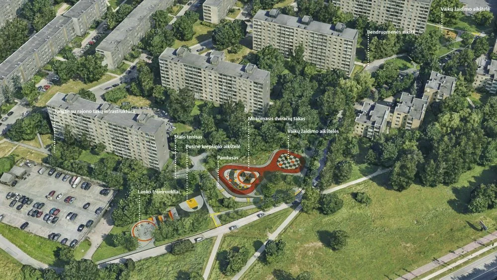 Vilniaus vystymo kompanijos vizualizacija / Žirmūnų viešoji erdvė